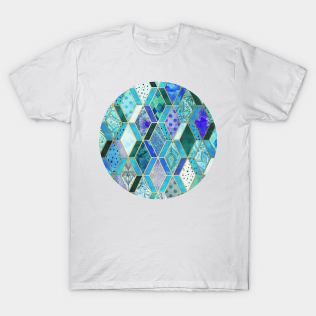 Sapphire & Emerald Diamond Patchwork Pattern T-Shirt by micklyn